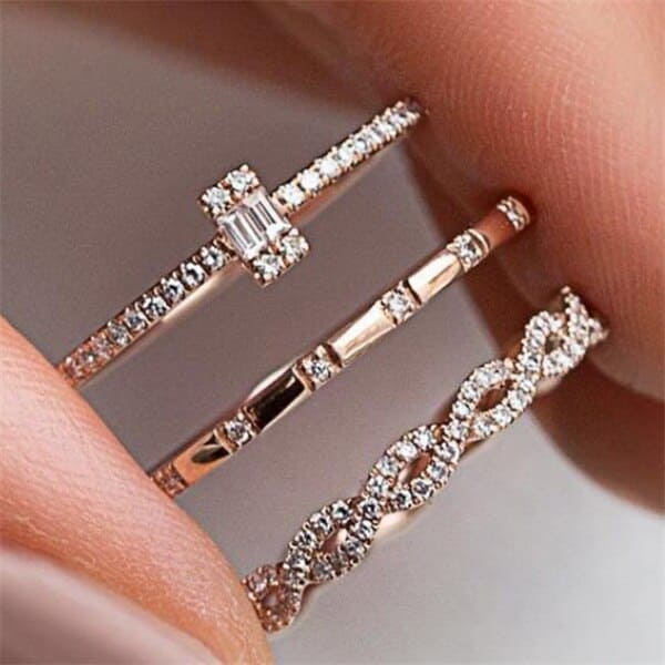 Stackable Crystal Ring Set
