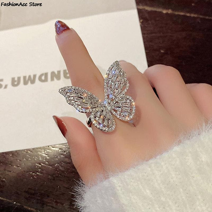 Beautiful Crystal Butterfly Ring - Blingdropz