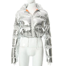 Load image into Gallery viewer, Cropped Metallic Puffer Jacket
