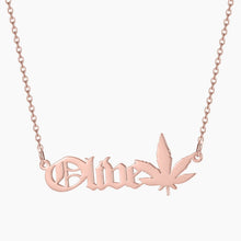 Load image into Gallery viewer, Cannabis Leaf 18K Gold Name Necklace

