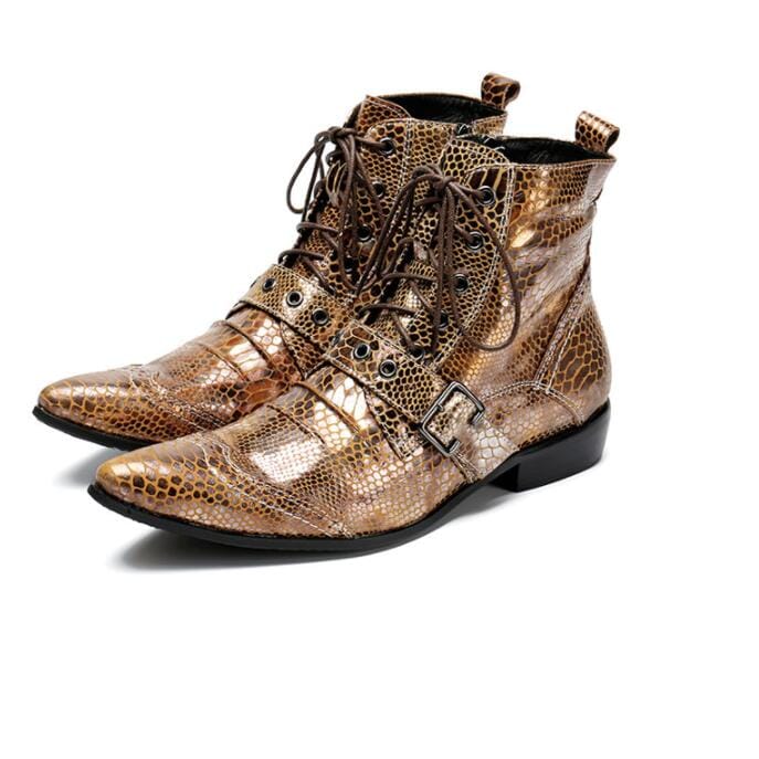 Men's Luxe Snakeskin Ankle Boot - Blingdropz