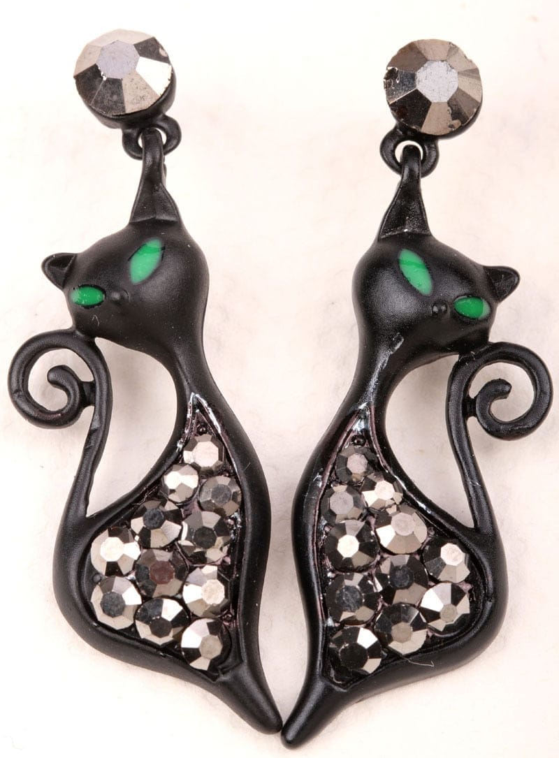 Bling Kitty Dangle Earrings - Blingdropz