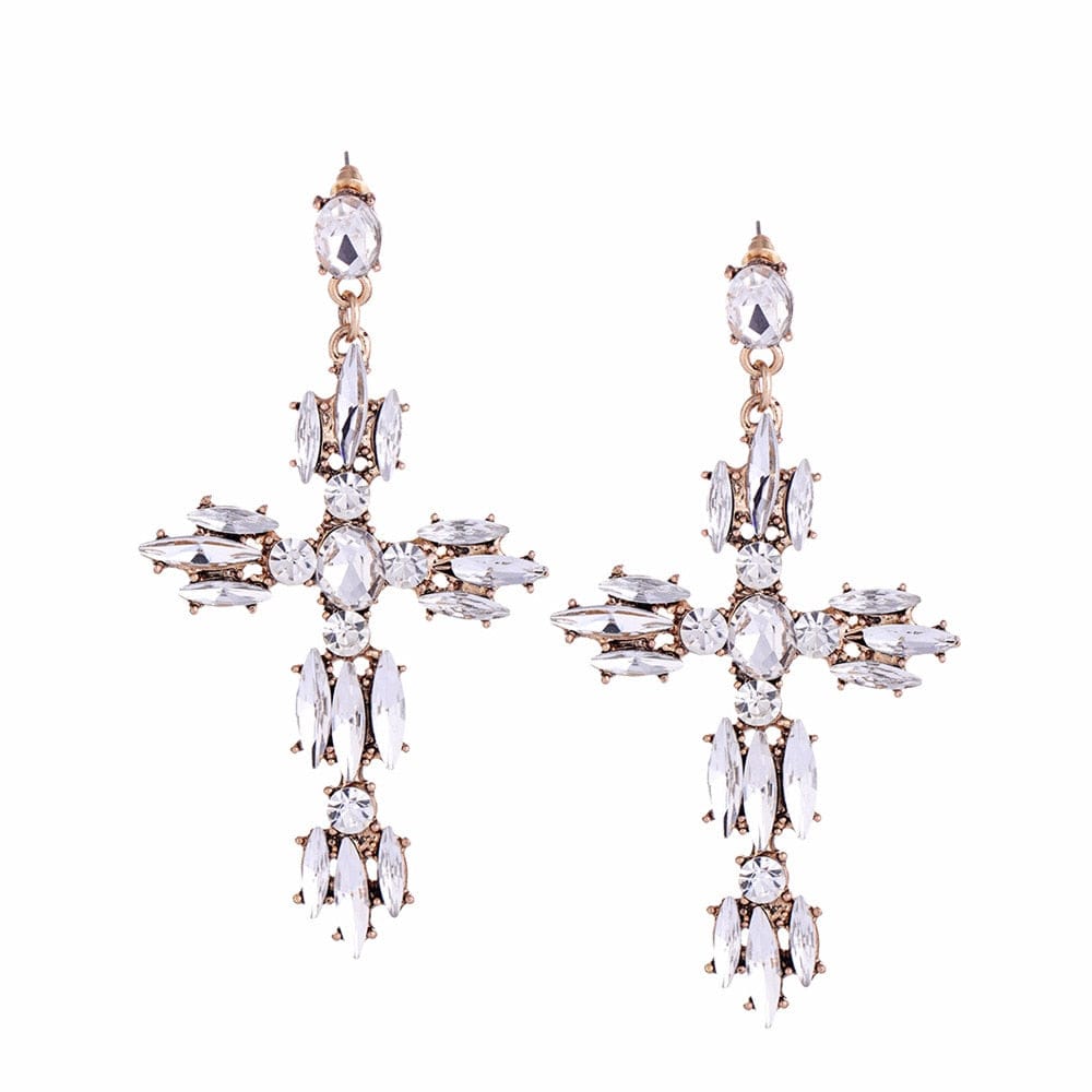 Crystal Cross Earrings - Blingdropz