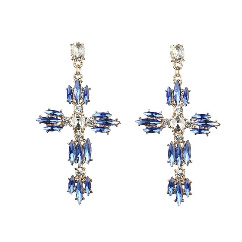 Crystal Cross Earrings - Blingdropz