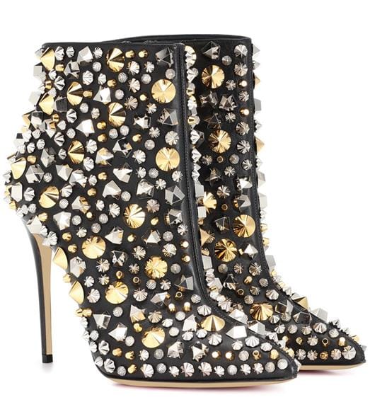 Leather & Bling Riveted Ankle Boots - Blingdropz