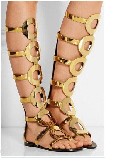 Gold Metallic Gladiator Sandals - Blingdropz