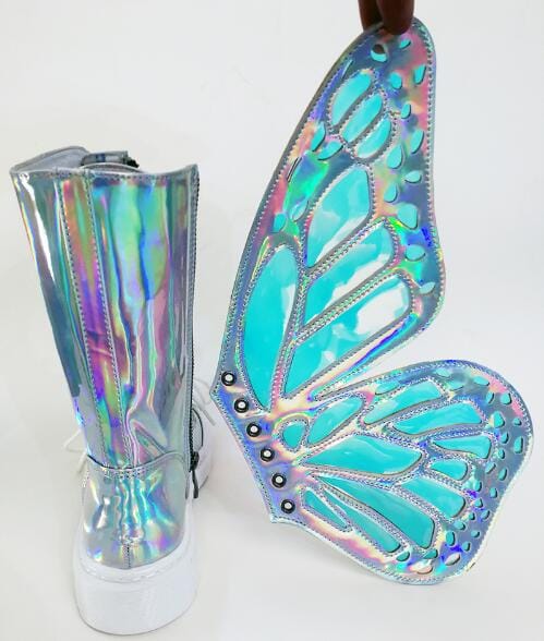 Metallic Butterfly Boots - Blingdropz