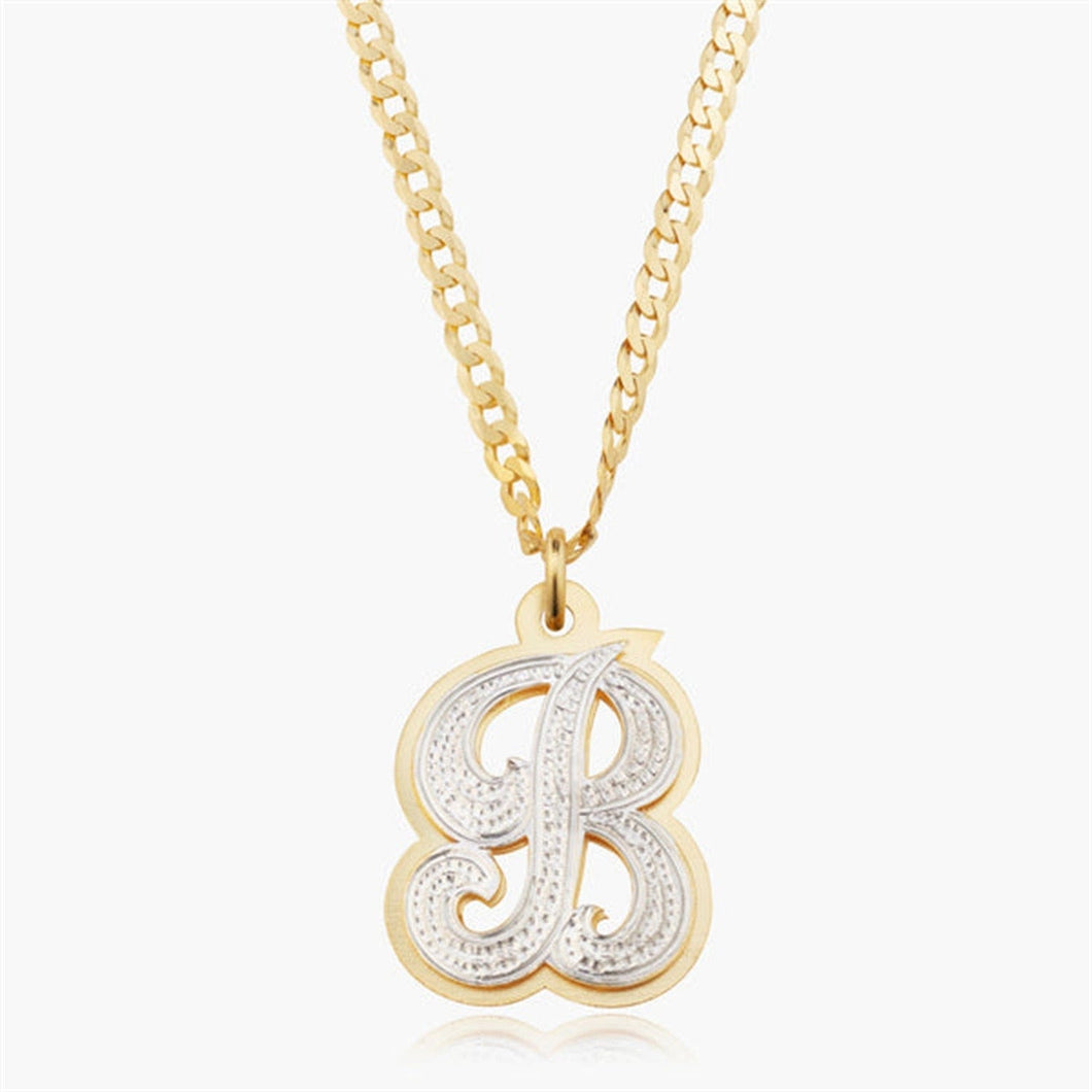 18k Gold Icy Initial Pendant Necklace