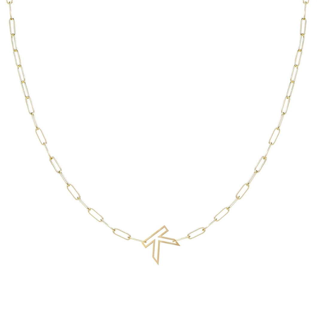Cut Out Initial Pendant Chain Link Necklace