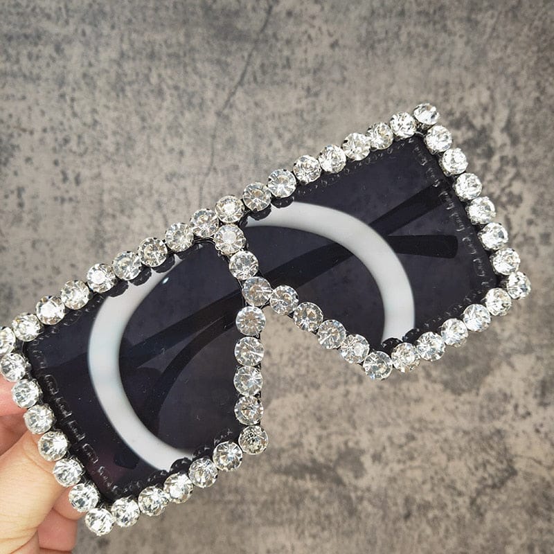 Oversized Bling Crystal Sunglasses - Blingdropz