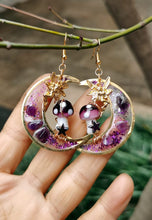 Load image into Gallery viewer, Mushroom Fairy Crescent Moon Earrings - Blingdropz
