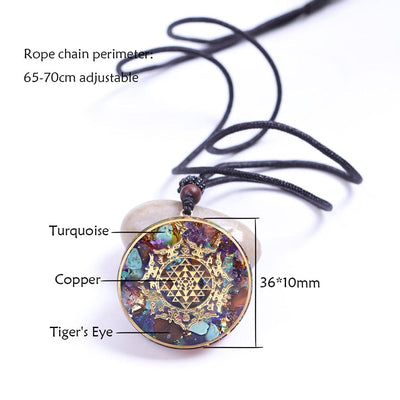 Turquoise, Tiger Eye & Orgonite Pendant Necklace