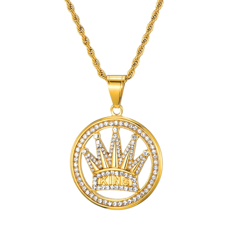 King's Crown Pendant Necklace - Blingdropz