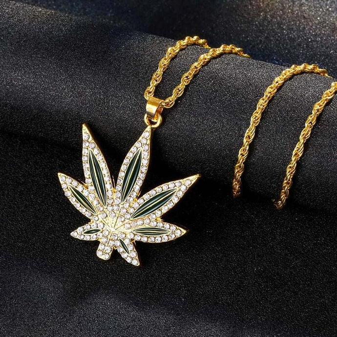 Green Leaf Pendant Necklace - Blingdropz