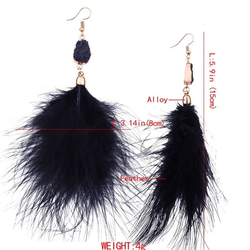 Ostrich Feather Earrings - Blingdropz