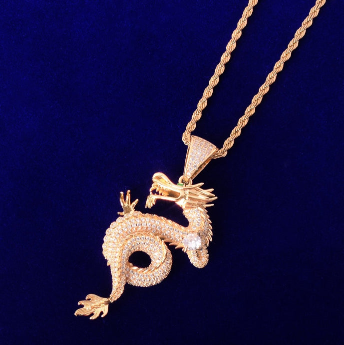 Icy Dragon Pendant Necklace - Blingdropz