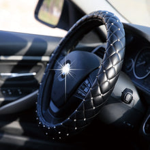 Load image into Gallery viewer, Leather &amp; Crystal Steering Wheel Cover - Blingdropz
