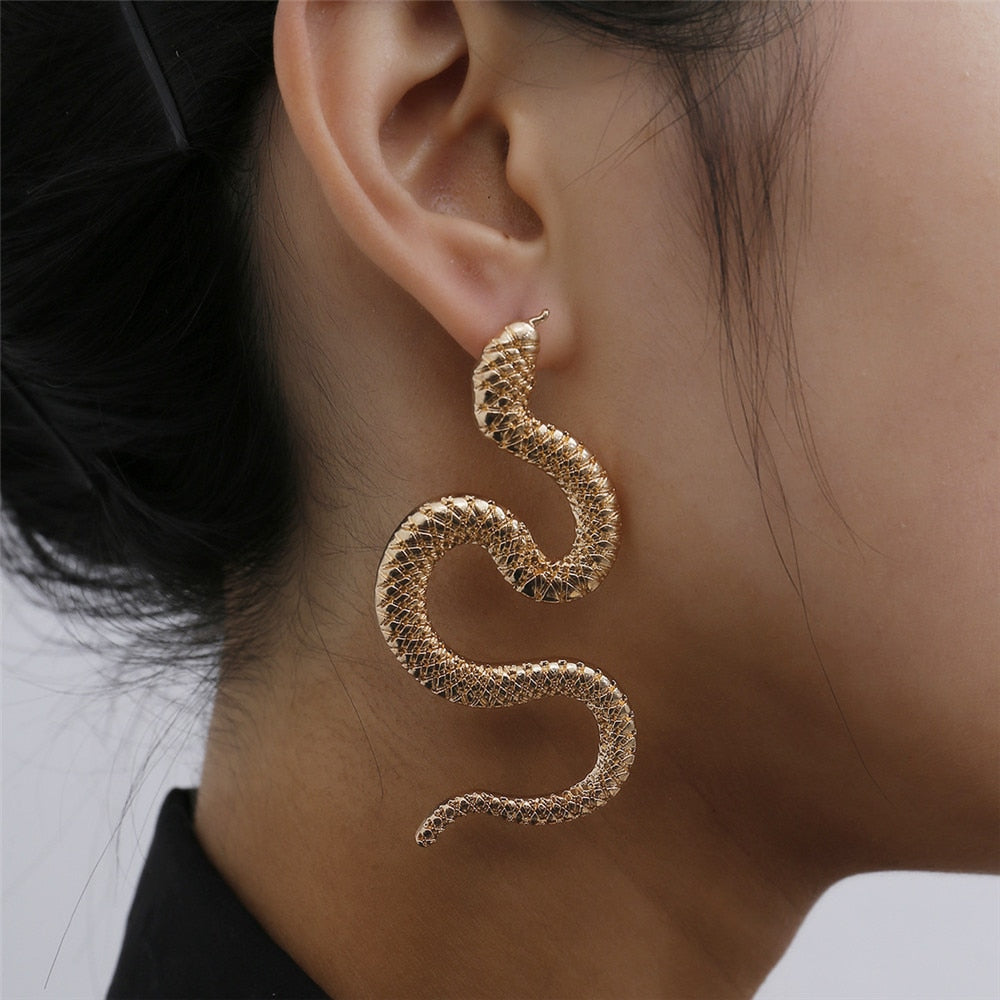 Serpent Dangle Stud Earrings - Blingdropz