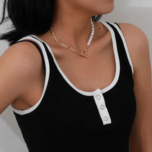 Load image into Gallery viewer, Pearl &amp; Chain Link Necklace - Blingdropz
