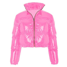 Load image into Gallery viewer, Cropped Puffy Metallic Down Jacket - Blingdropz
