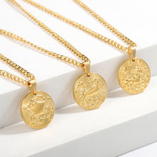 Load image into Gallery viewer, Coin Pendant Zodiac Necklace - Blingdropz

