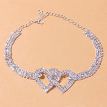 Load image into Gallery viewer, Icy Twin Heart Anklet - Blingdropz
