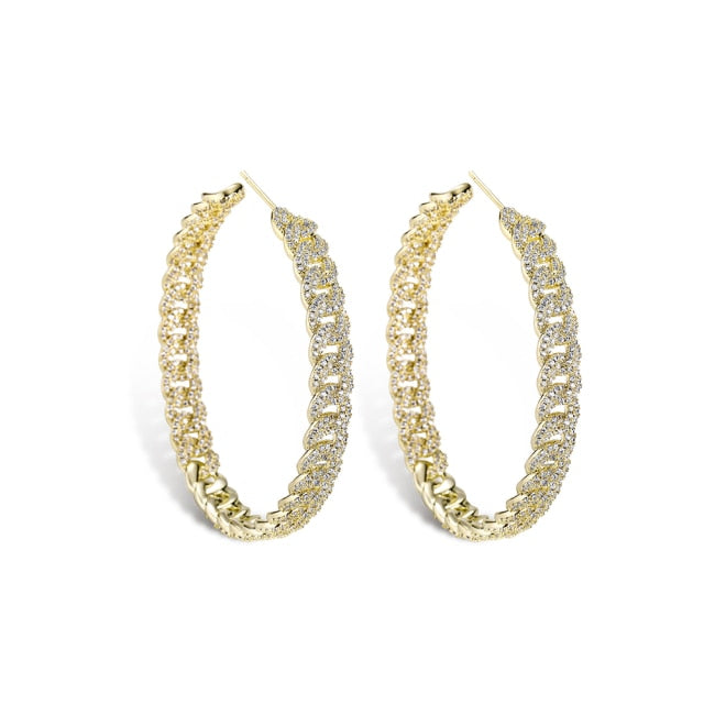 Iced Out Cuban Link Hoops - Blingdropz