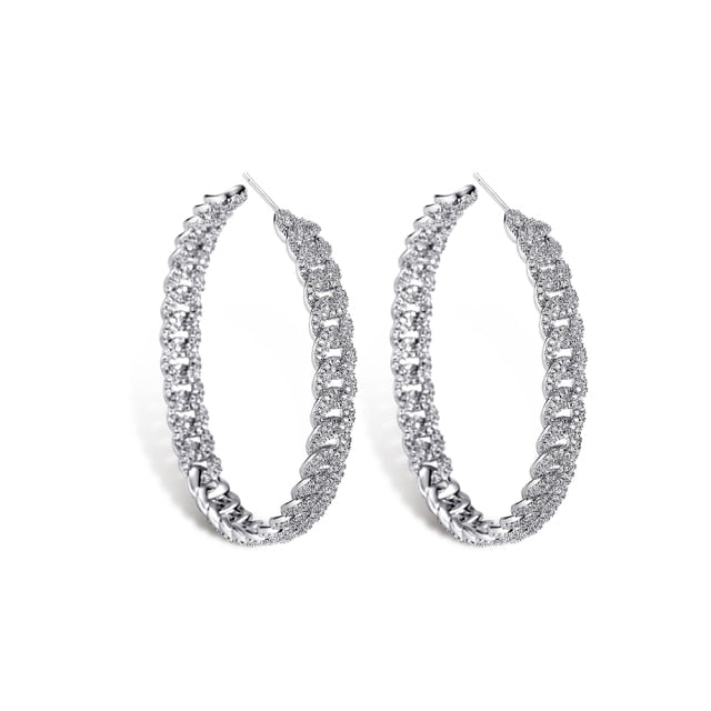 Iced Out Cuban Link Hoops - Blingdropz