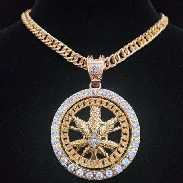 Sensi Medallion Pendant with Cuban Link Chain - Blingdropz