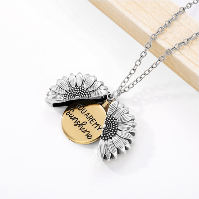 Sunshine Sunflower Locket Pendant Necklace - Blingdropz