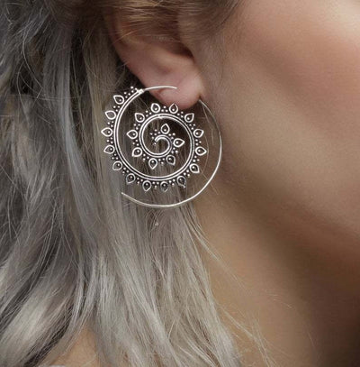Spiral Lotus Hoop Earring - Blingdropz