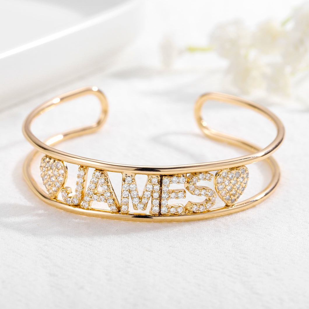 Iced Out Letter Bangle - Blingdropz