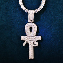 Load image into Gallery viewer, Icy Eye of Horus Cross Pendant Necklace - Blingdropz
