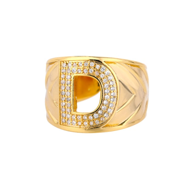 Thick Icy Initial Ring - Blingdropz