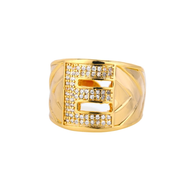 Thick Icy Initial Ring - Blingdropz