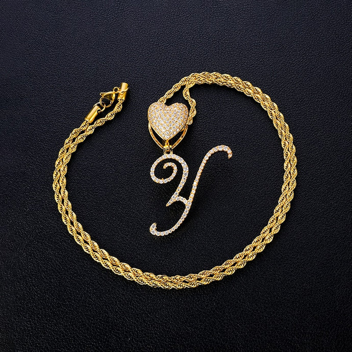 Gold Initial Pendant Necklace - Blingdropz