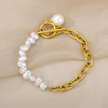 Load image into Gallery viewer, Gold &amp; Pearl Bracelet - Blingdropz
