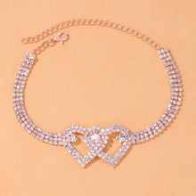 Load image into Gallery viewer, Icy Twin Heart Anklet - Blingdropz
