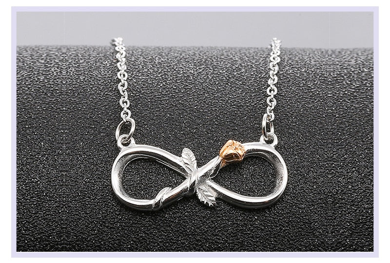 Infinity Rose Pendant Necklace - Blingdropz